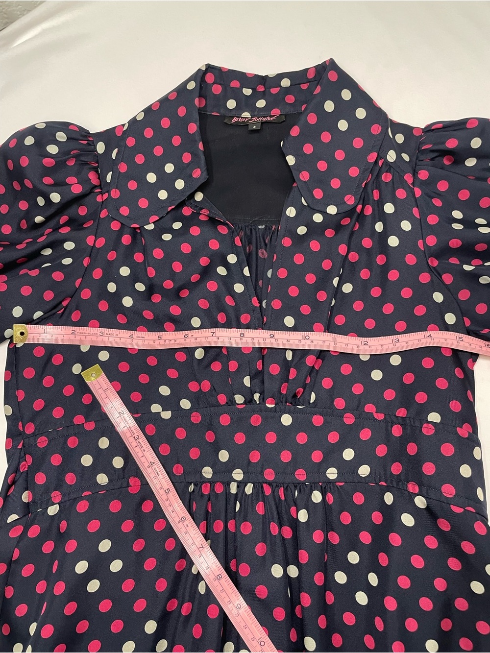 Betsey Johnson 100% Silk Polka Dot Dress Size 4 - Picture 7 of 9